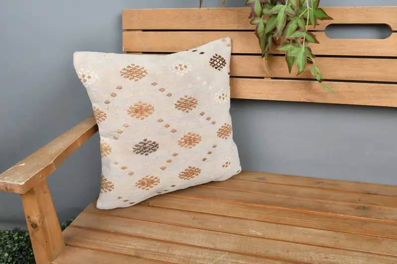 Turkish Kilim Pillow, Aztec Pillow, Boho Pillow Sham Cover, 16x16 White Cushion Cover, Pillow for Sofa, Colorful Cushion Cover, Cushion Cover - 1