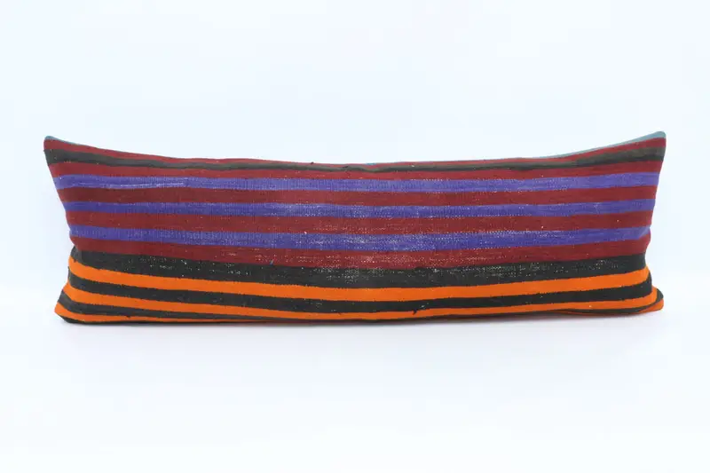 Bolster Pillow, Handmade Kilim Cushion, Retro Cushion, Pillow Case, Boho Pillow Sham Cover, Kilim Pillow, 16x48 Red Pillow Sham, Bed Cushion Cover - 1