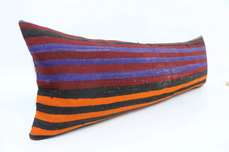 Bolster Pillow, Handmade Kilim Cushion, Retro Cushion, Pillow Case, Boho Pillow Sham Cover, Kilim Pillow, 16x48 Red Pillow Sham, Bed Cushion Cover - 3