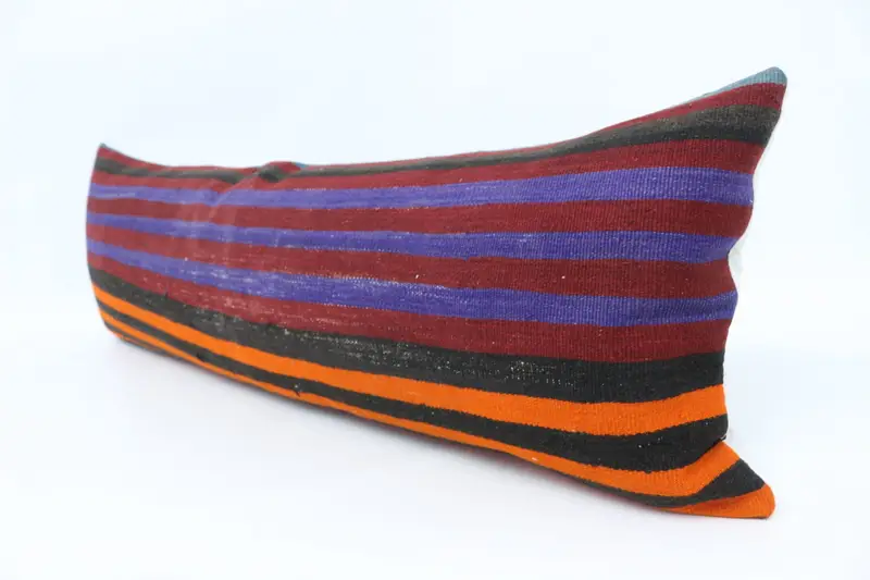 Bolster Pillow, Handmade Kilim Cushion, Retro Cushion, Pillow Case, Boho Pillow Sham Cover, Kilim Pillow, 16x48 Red Pillow Sham, Bed Cushion Cover - 4
