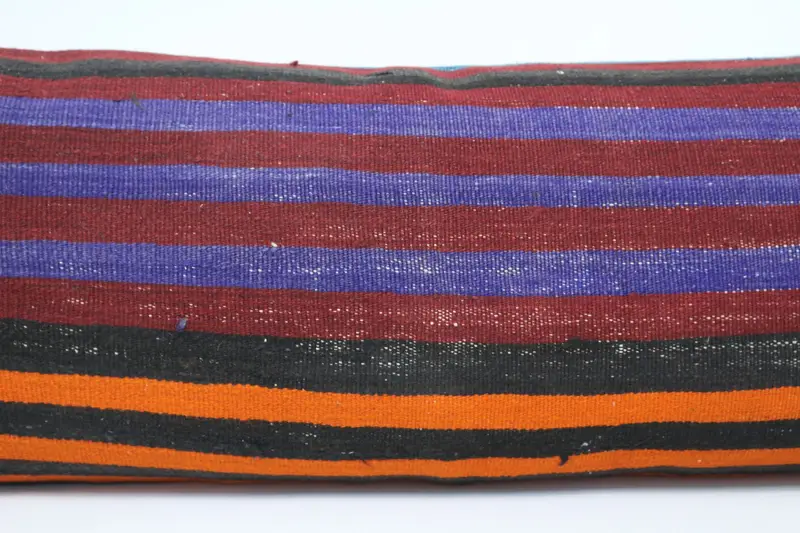 Bolster Pillow, Handmade Kilim Cushion, Retro Cushion, Pillow Case, Boho Pillow Sham Cover, Kilim Pillow, 16x48 Red Pillow Sham, Bed Cushion Cover - 2