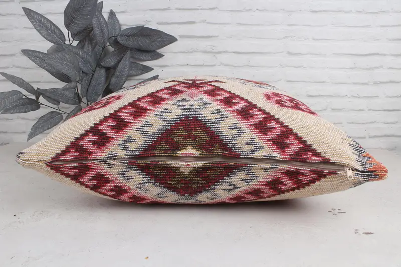 Pillow Cover, Vintage Pillow, Handmade Kilim Cushion, Kilim Cushion Sham, 28x28 Beige Pillow Sham, Couch Cushion, Pet Pillow Sham, Pastel Cushion - 5