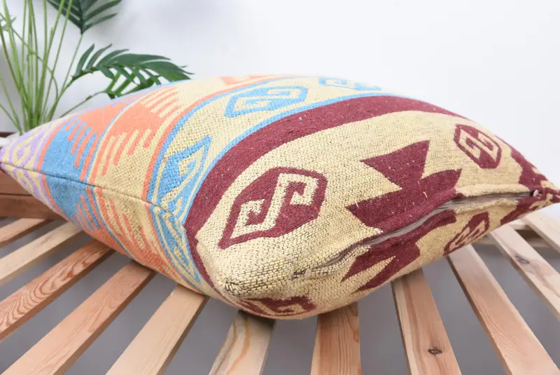 24x24 Blue Cushion Cover, Personalized Gift Pillow Cushion, Pillow Cover, Aztec Pillow Case, Pillow for Sofa, Boho Pillow Sham Cover, Turkish Pillow - 6