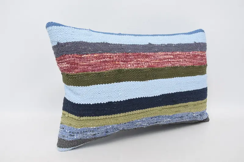 16x24 Blue Pillow, Handmade Throw Cushion Cover, Home Decor Pillow, Handmade Kilim Cushion, Turkish Pillow, Bench Pillow Case, Cushion Case - 3