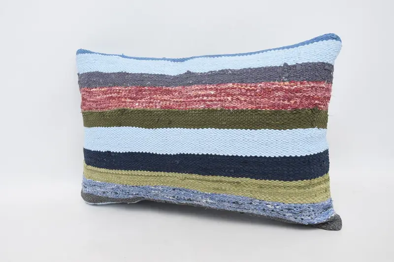 16x24 Blue Pillow, Handmade Throw Cushion Cover, Home Decor Pillow, Handmade Kilim Cushion, Turkish Pillow, Bench Pillow Case, Cushion Case - 4