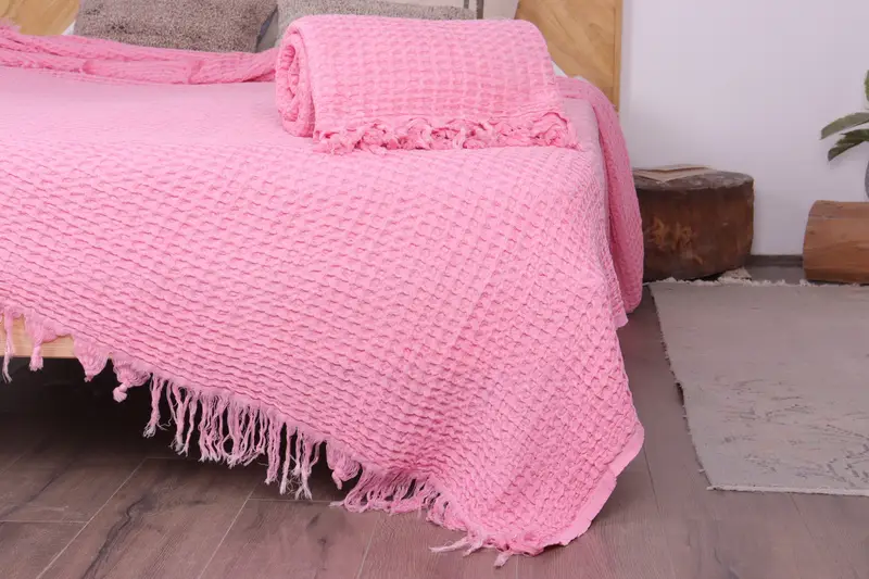 Turkish Beach Blanket, 104x80 Cotton Waffle Towel, Gift For Him, Personalized Blanket, Woven Blanket, Decorative Blanket, Best Friend Wedding Gift - 7