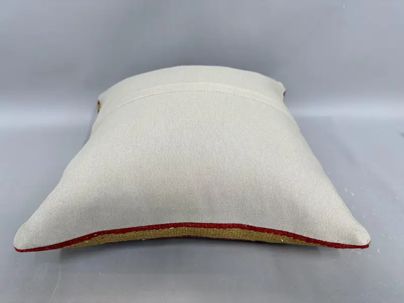 Pillow Case, 18x18 Red Pillow Sham, Handmade Kilim Cushion, Outdoor Patio Pillow Sham, Kilim Pillow Cover, Ethnical Kilim Rug Pillow - 7