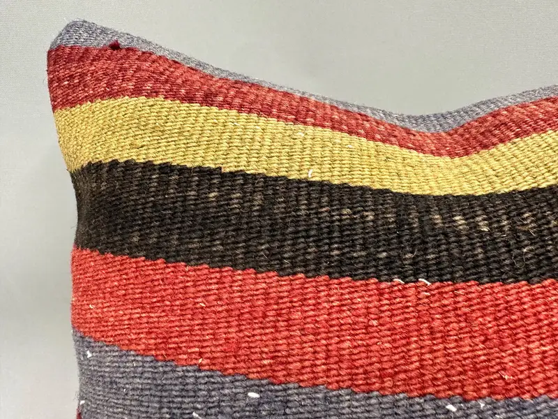 Pillow Case, 18x18 Red Pillow Sham, Handmade Kilim Cushion, Outdoor Patio Pillow Sham, Kilim Pillow Cover, Ethnical Kilim Rug Pillow - 5