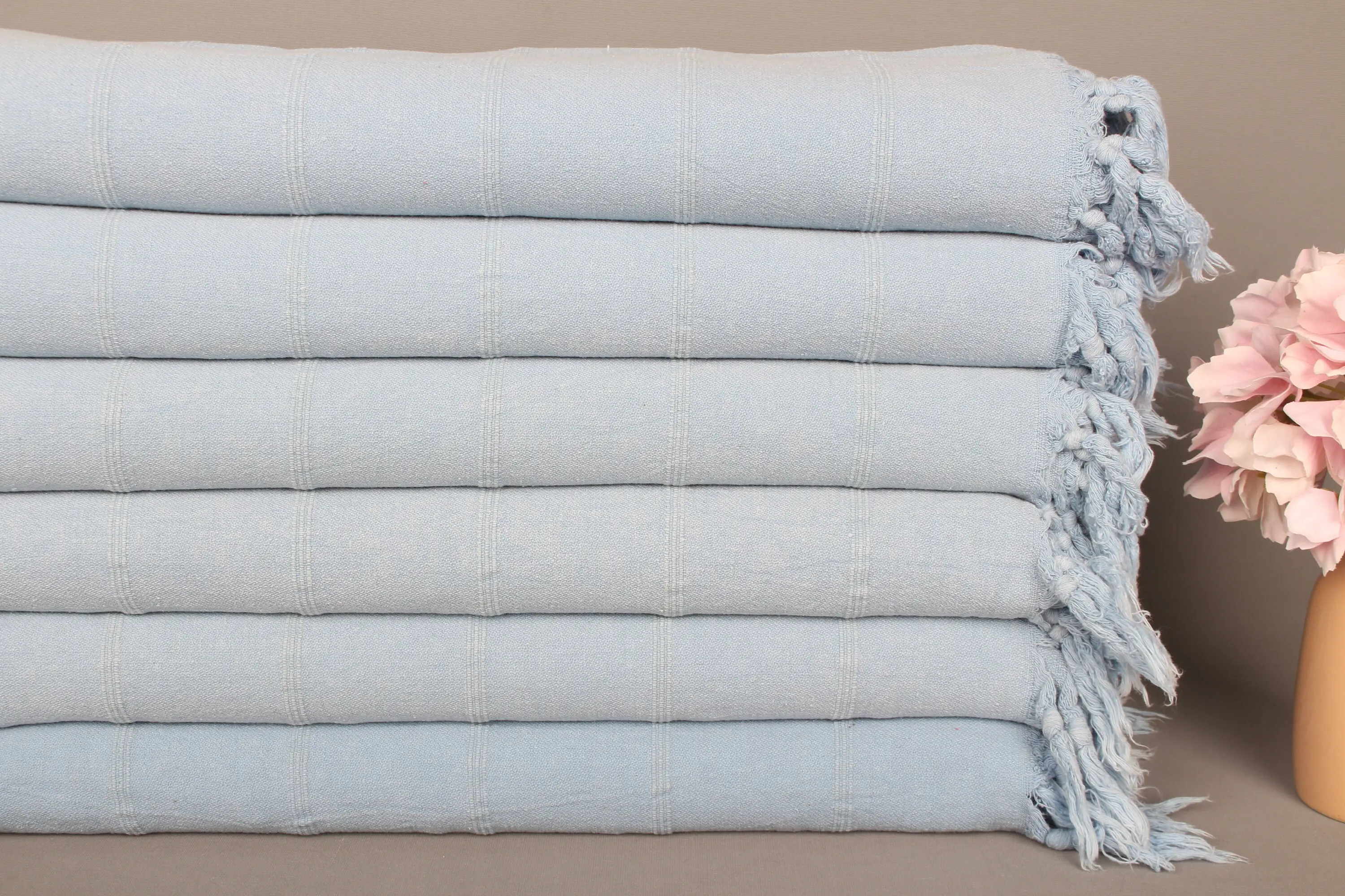 Personalized Monogram Hand Towel Cotton Light Blue, 22x36 Inches - 1