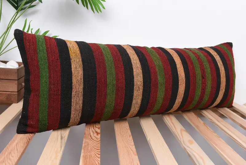 Turkish Pillow, Kilim Pillow, Interior Designer Pillow, Pastel Pillow Case, Outdoor Patio Pillow Sham, 12x36 Red Pillow, Pillow Cover - 4