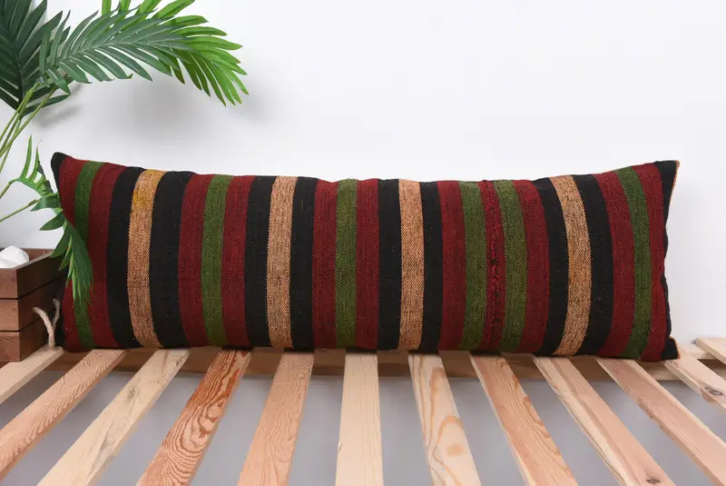 Turkish Pillow, Kilim Pillow, Interior Designer Pillow, Pastel Pillow Case, Outdoor Patio Pillow Sham, 12x36 Red Pillow, Pillow Cover - 1