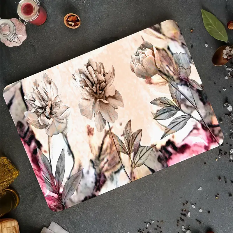 Soyut Çiçek Cam Kesme Tahtası, Modern Mutfak Temeli