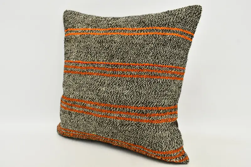 Ethnical Kilim Rug Pillow, Ethnic Throw Cushion Cover, Pillow Case, Kilim Pillow Cover, Throw Kilim Pillow, 20x20 Brown Pillow Case - 3