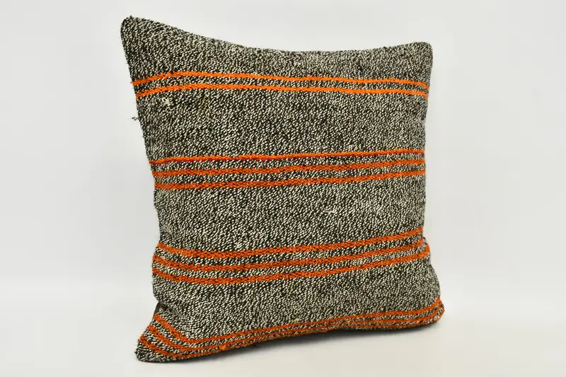 Ethnical Kilim Rug Pillow, Ethnic Throw Cushion Cover, Pillow Case, Kilim Pillow Cover, Throw Kilim Pillow, 20x20 Brown Pillow Case - 4