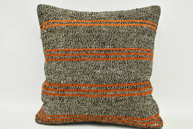 Ethnical Kilim Rug Pillow, Ethnic Throw Cushion Cover, Pillow Case, Kilim Pillow Cover, Throw Kilim Pillow, 20x20 Brown Pillow Case - 1