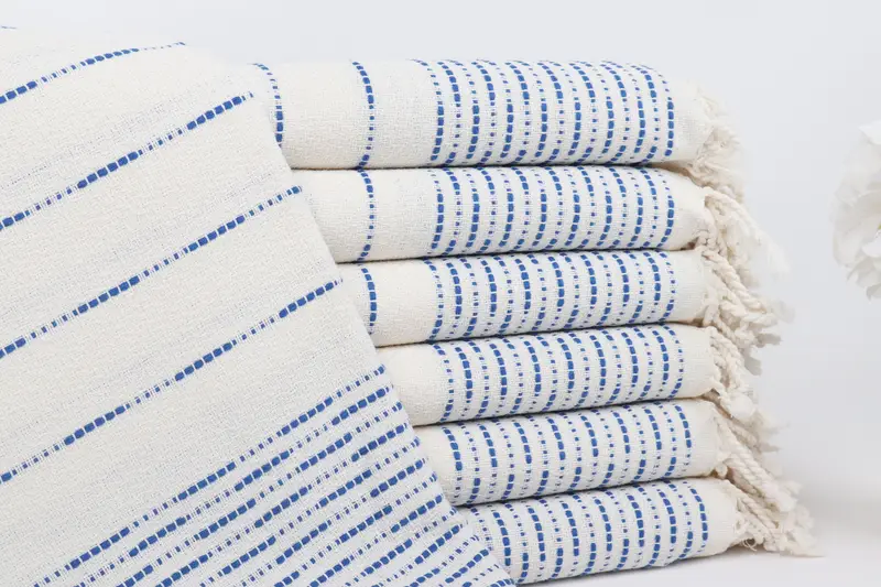 Personalisiertes türkisches Handtuch Sax Blau gestreift, 38x71 Zoll