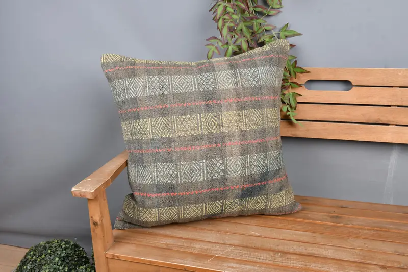 Almohada de lanzamiento del suroeste bordada hecha a mano, 24x24 pulgadas