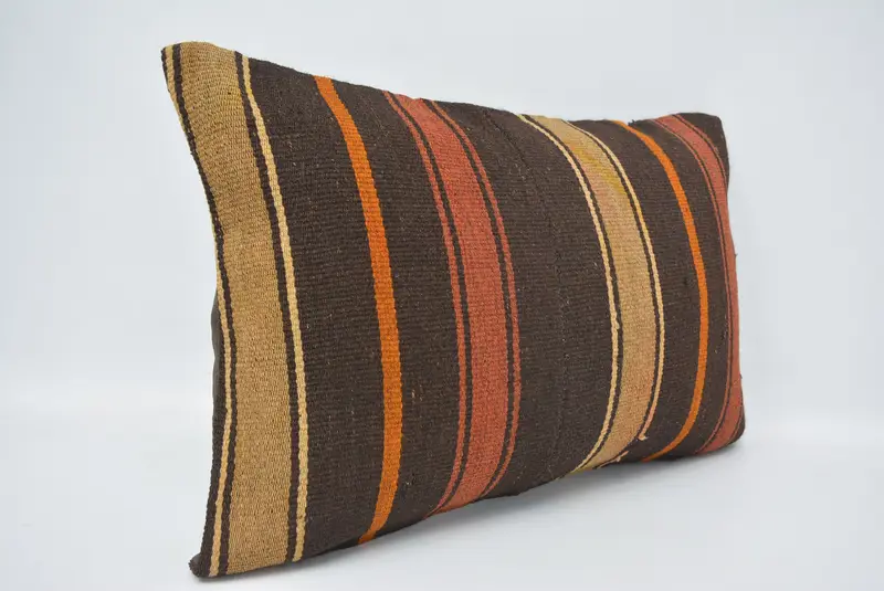 Cushion, Handmade Kilim Cushion, Kilim Cushion Sham, Handwoven Pillow Sham, Home Decor Pillow, Pet Pillow Cover, 16x24 Brown Pillow Sham - 3