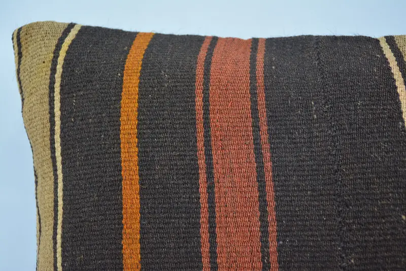 Cushion, Handmade Kilim Cushion, Kilim Cushion Sham, Handwoven Pillow Sham, Home Decor Pillow, Pet Pillow Cover, 16x24 Brown Pillow Sham - 2