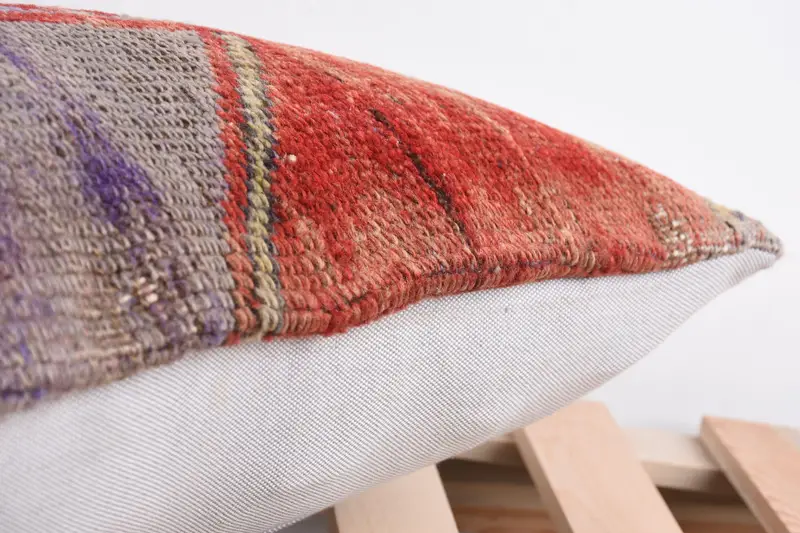 Gift Pillow, Home Decor Pillow, Handmade Kilim Cushion, Sustainable Cushion Cover, Pillow Cover, Rustic Pillow Cover, 12x24 Red Pillow Sham - 7