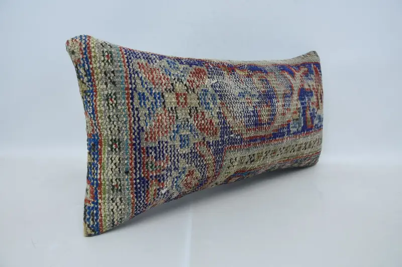 Vintage Kilim Pillow, Interior Designer Pillow, Yoga Pillow Sham, 12x24 Blue Pillow, Pillow Case, Christmas Pillow, Antique Pillows - 4
