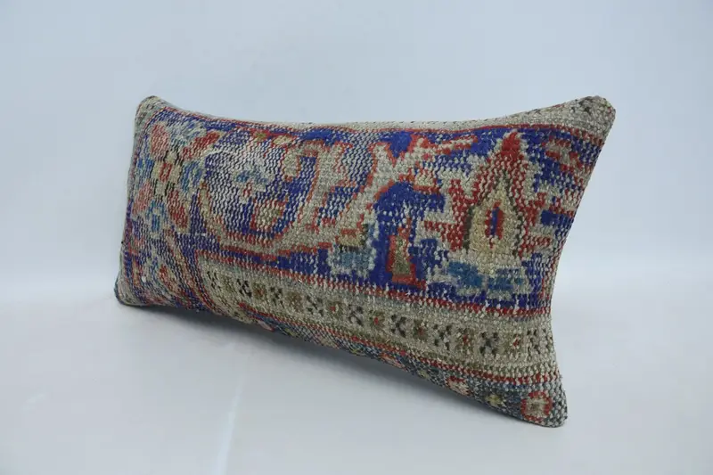 Vintage Kilim Pillow, Interior Designer Pillow, Yoga Pillow Sham, 12x24 Blue Pillow, Pillow Case, Christmas Pillow, Antique Pillows - 3