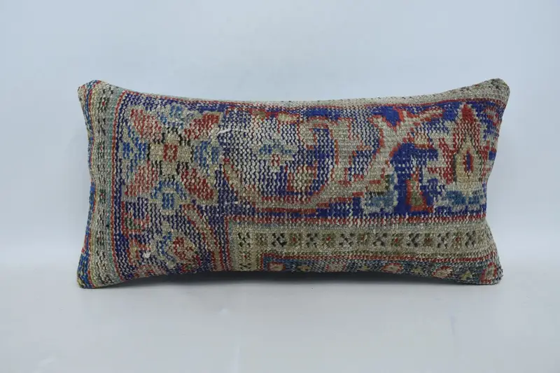 Vintage Kilim Pillow, Interior Designer Pillow, Yoga Pillow Sham, 12x24 Blue Pillow, Pillow Case, Christmas Pillow, Antique Pillows - 1