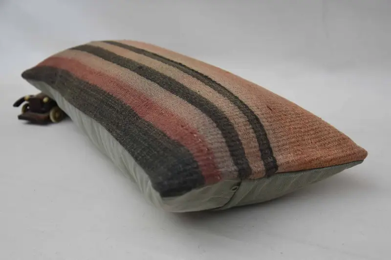 Indoor Pillow, Ethnical Kilim Rug Pillow, Pillow, Pattern Throw Pillow Case, Kilim Pillow, Interior Designer Pillow, 12x24 Orange Cushion - 6