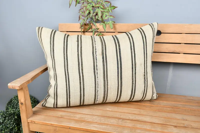 Traditional Pillow Cover, 20x28 Beige Cushion, Antique Pillows, Pillow for Sofa, Turkish Rugs Pillow, Interior Designer Pillow, Pillow - 1