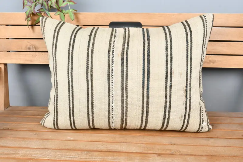 Traditional Pillow Cover, 20x28 Beige Cushion, Antique Pillows, Pillow for Sofa, Turkish Rugs Pillow, Interior Designer Pillow, Pillow - 6