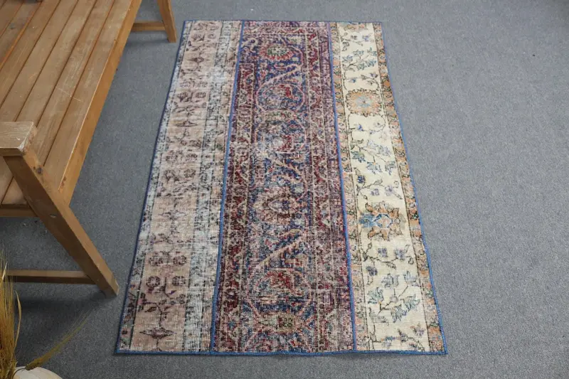 Blauer Teppich mit Tiermuster, 2,9 x 5 Fuß, elegantes Dekor