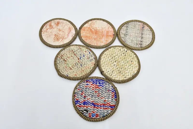 Posavasos redondo bohemio azul y beige, elegante posavasos bohemio