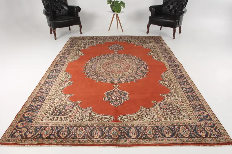 Türk Vintage Halısı 7x10,7 ft (214x325 cm), Oushak Kırmızı Oryantal Halı - 1