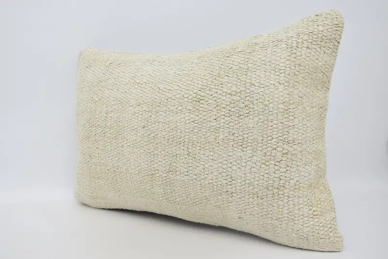 Pillow for Couch, Home Decor Pillow, Meditation Cushion, 16x24 Beige Cushion, Ethnical Kilim Rug Pillow, Pillow Sham - 4