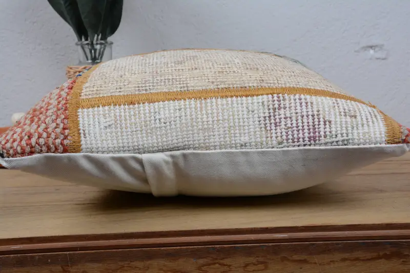 Turkish Kilim Pillow, Antique Pillows, Cushion, Pillow for Sofa, Accent Throw Cushion, 14x14 Beige Cushion Case, Southwestern Cushion Cover - 5