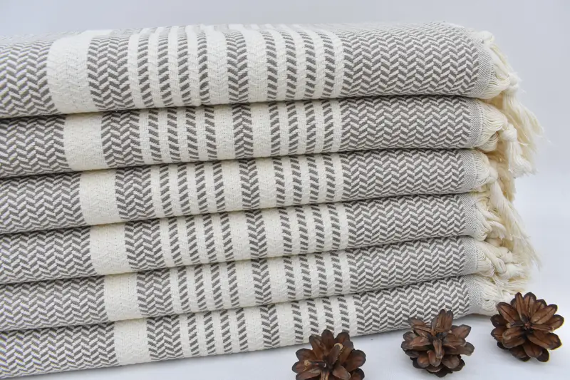 Monogram Beach Towel, Best Beach Towel, Embroidered Beach Towel, Lightweight Turkish towel, 70x40 Cotton Striped Towel, Employee Gifts, Scarf Towel - 4