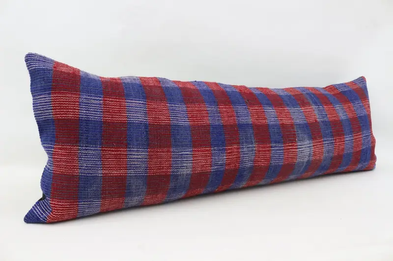 Turkish Pillow, Vintage Pillow, Interior Designer Pillow, Chair Cushion Cover, 16x48 Blue Pillow Case, Pillow Sham, Wool Kilim Pillow Pillow Sham - 3