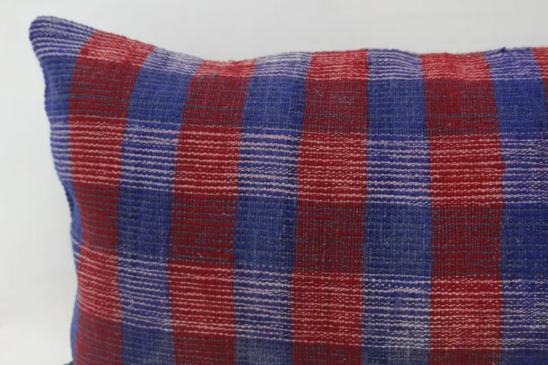 Turkish Pillow, Vintage Pillow, Interior Designer Pillow, Chair Cushion Cover, 16x48 Blue Pillow Case, Pillow Sham, Wool Kilim Pillow Pillow Sham - 2