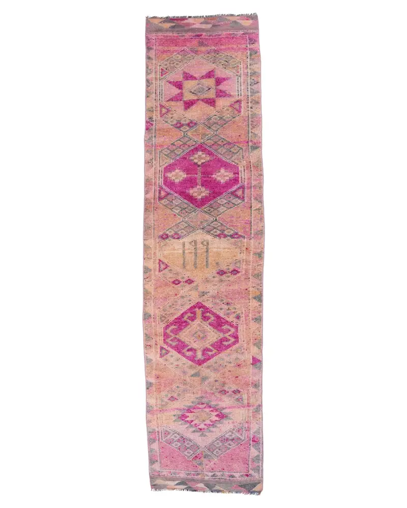 2,7x11 ft Pembe Güneybatı Halısı, Canlı Mavi Vurgular