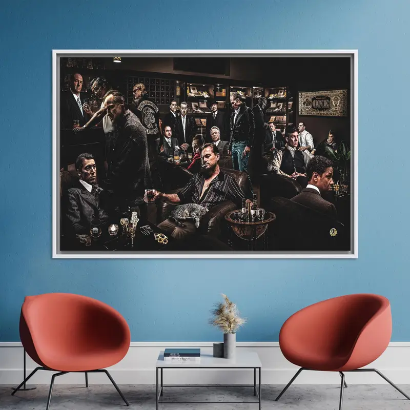 Impresión en lienzo de gánsteres de moda: eleva la decoración de tu cueva masculina