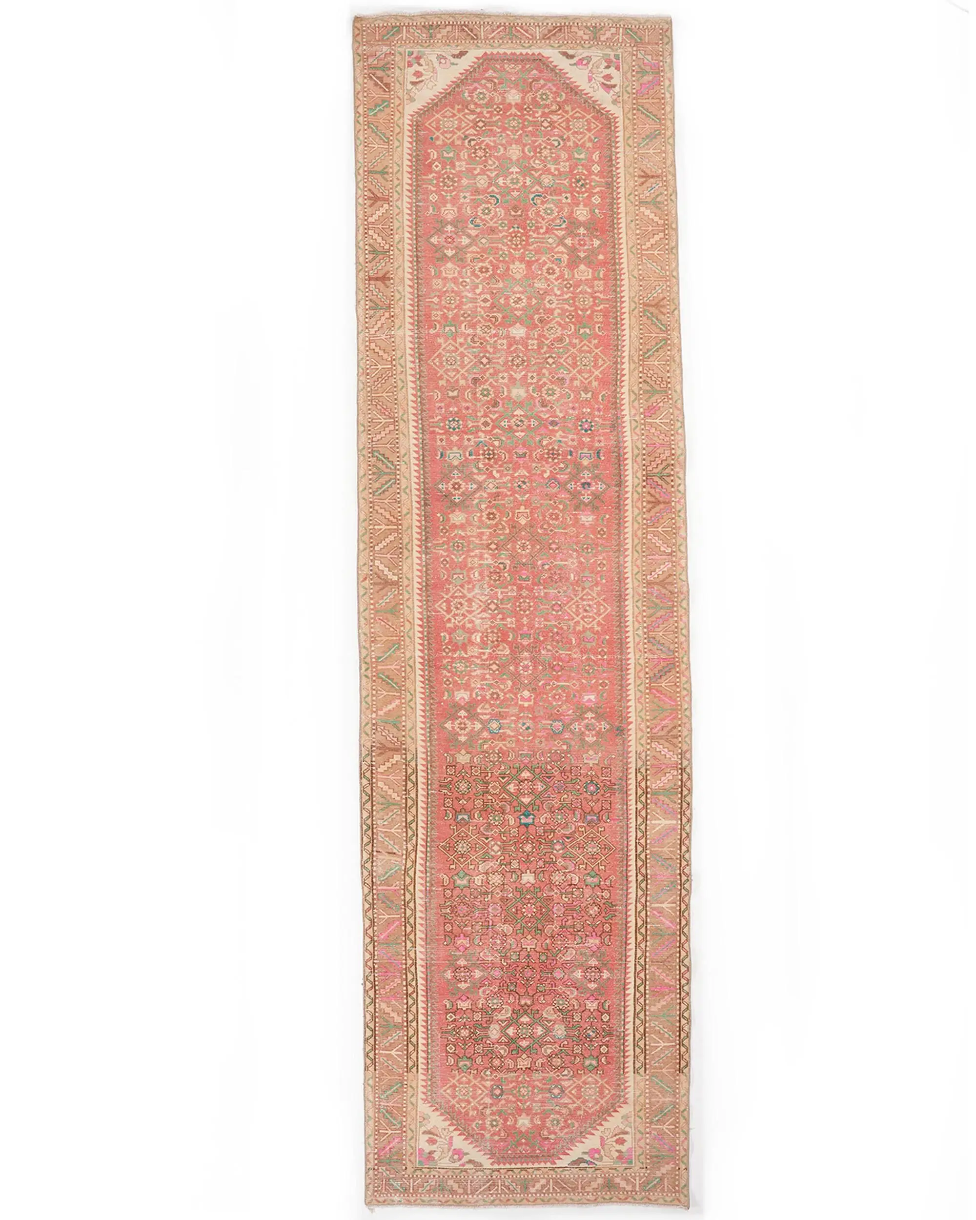 3,3x13,6 ft türkischer Vintage Teppich, Läuferteppich, roter Wollteppich - 1