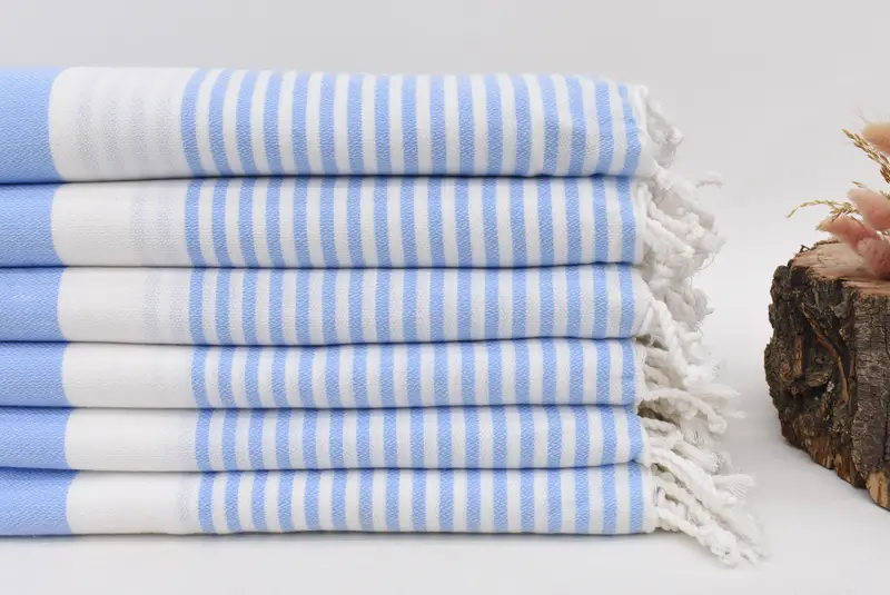 Beach Towel Blue Striped Cotton Towel, 70x40 Inches