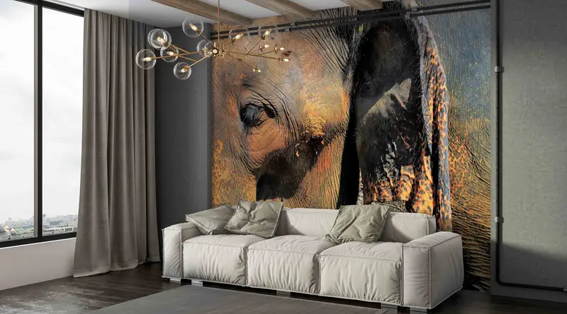 Safari Wall Print, African Animal Paper Craft, 3D Wallpaper, Animal Wall Painting, Old Elephant Wall Painting, Printable Wall Art,Animal Art - 3