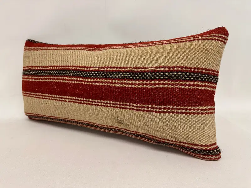Shabby Chic Pillow Cover, Pillow Case, Crochet Pattern Cushion, Turkish Pillow, Kilim Cushion Sham, Antique Pillows, 12x24 Red Pillow Case - 3