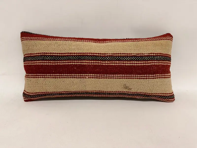Shabby Chic Pillow Cover, Pillow Case, Crochet Pattern Cushion, Turkish Pillow, Kilim Cushion Sham, Antique Pillows, 12x24 Red Pillow Case - 1