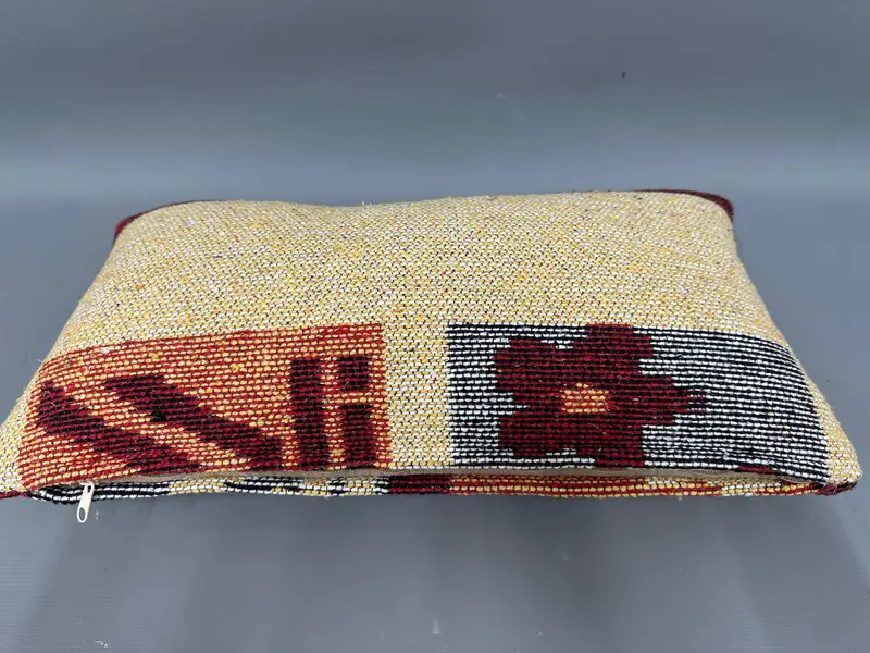 Pillow Cover, Pattern Throw Cushion, 10x20 Yellow Cushion, Kilim Cushion Sham, Handmade Kilim Cushion, Ethnical Kilim Rug Pillow - 7