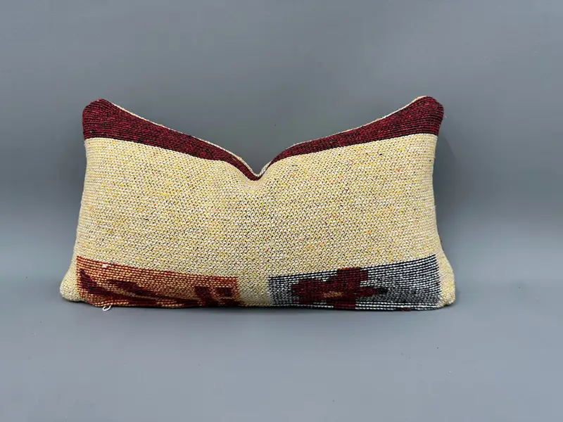 Pillow Cover, Pattern Throw Cushion, 10x20 Yellow Cushion, Kilim Cushion Sham, Handmade Kilim Cushion, Ethnical Kilim Rug Pillow - 1