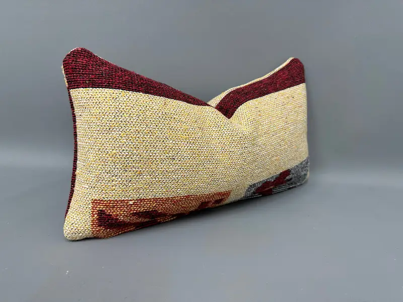 Pillow Cover, Pattern Throw Cushion, 10x20 Yellow Cushion, Kilim Cushion Sham, Handmade Kilim Cushion, Ethnical Kilim Rug Pillow - 2