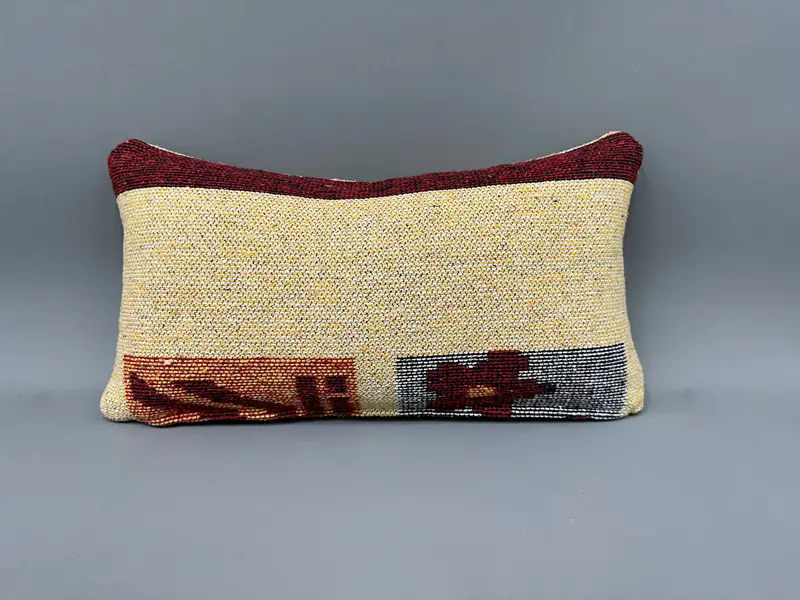 Pillow Cover, Pattern Throw Cushion, 10x20 Yellow Cushion, Kilim Cushion Sham, Handmade Kilim Cushion, Ethnical Kilim Rug Pillow - 4
