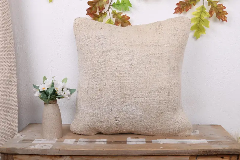 Interior Designer Pillow, 18x18 White Pillow Sham, Pillow Sham, Throw Kilim Pillow, Seat Pillow, Handmade Kilim Cushion, Aztec Pillow Case - 1